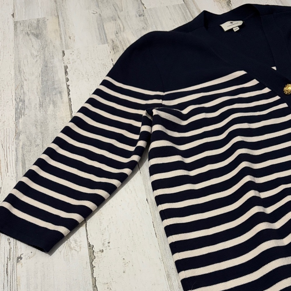 Tuckernuck Navy and White Striped Knit Liv Cardigan Size XXL - Picture 5 of 10